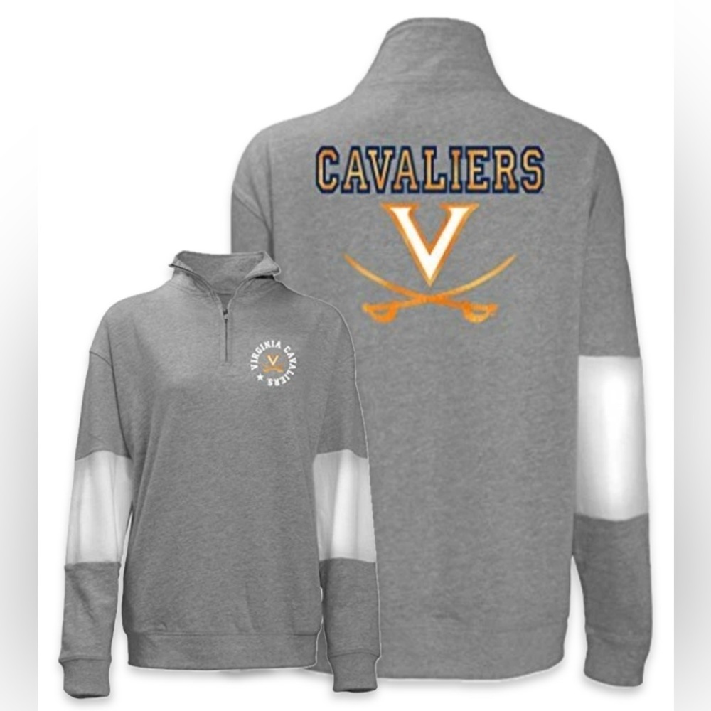 NWT [Old Varsity Brand] Virginia Cavaliers NCAA 1/4 Zip Gray Pullover Womens 2XL